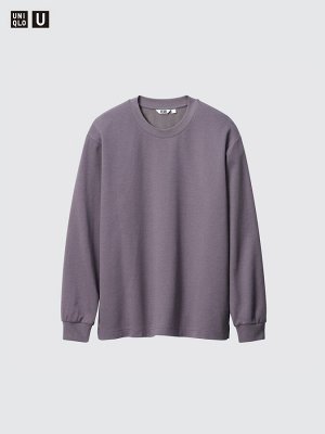 UNIQLO U - хлопковая кофта AIRism с круглым вырезом - 58 DARKGREEN