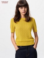 UNIQLO x Comptoir des Cotonniers - текстурированный льняной свитер с короткими рукавами - 48 YELLOW