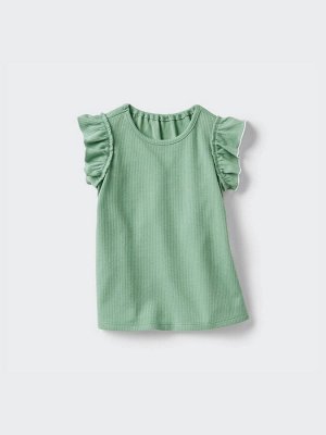 UNIQLO - детская футболка с оборками на манжетах - 53 GREEN