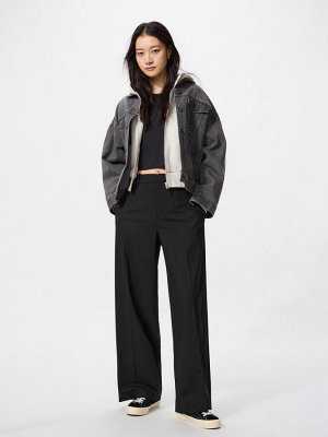 UNIQLO - широкие классические брюки увеличенной длины - 09 BLACK