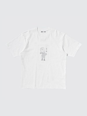 UNIQLO UT - хлопковая футболка с дизайном манги "Спираль" - 00 WHITE