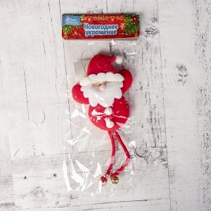Мягкая подвеска "Дед Мороз с помпошками" 6,5*20 см красный