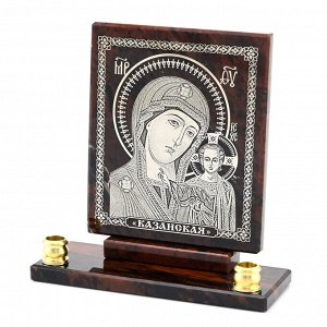 Икона из обсидиана "Богородица Казанская" 2-е свечи 90*35*95мм