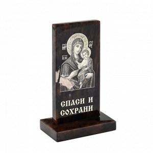 Икона из обсидиана на подставке "Богородица" прямоугольная 40*22*66мм