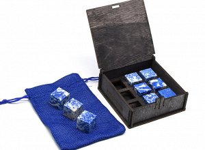 Камни для виски в подарочной упаковке 9 кубиков из лазурита.