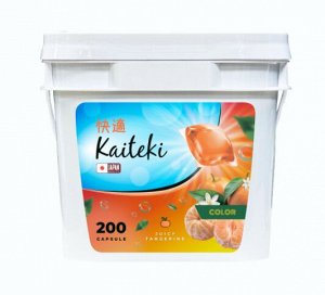 Kaiteki Капсулы для стирки 3в1 "Color", аромат Мандарин, 200 шт