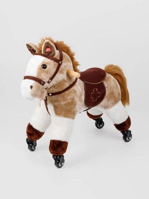Лошадка каталка AMAROBABY (Funny Horse), на колесах, бежевый, 60х29х57 см