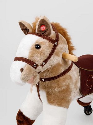 Лошадка каталка AMAROBABY (Funny Horse), на колесах, бежевый, 60х29х57 см