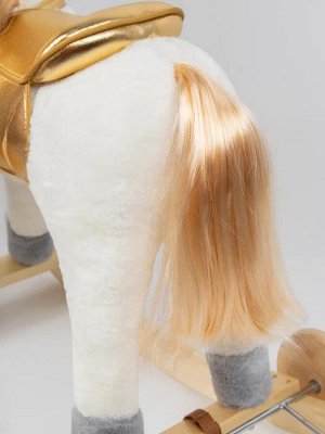 Единорог каталка-качалка AMAROBABY (Unicorn), с колесами, белый/золотой, 76х38х75 см