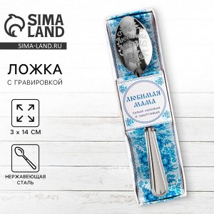 Ложка чайная с гравировкой «Любимая мама», в подарочной коробке, 3x14 см