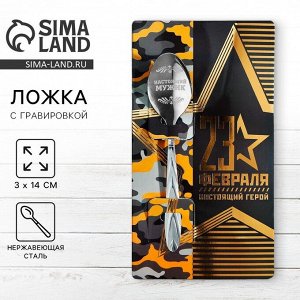 Ложка чайная с гравировкой «23 февраля», 3x14 см