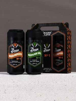 Подарочный набор косметики Beer, гель для душа и шампунь для волос HARD LINE, 2x400