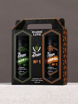Подарочный набор косметики Beer, гель для душа и шампунь для волос HARD LINE, 2x400
