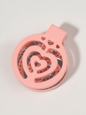 Расчёска массажная, складная, с зеркалом, d=6.6 см, розовая