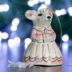 Колокольчик &quot;Мышка в платье малая&quot; 8см роспись
