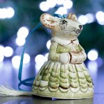 Колокольчик &quot;Мышка в платье малая&quot; 8см колокольчик зеленая