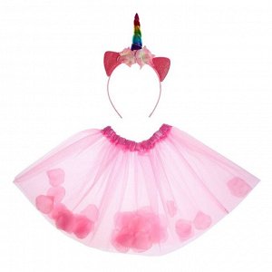 Карнавальный набор «Единорог», 2 предмета: ободок, юбка двухслойная с лепестками, 3-5 лет