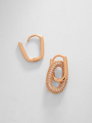 Серьги со стразами XUPING леди, мини, белые в розовом золоте