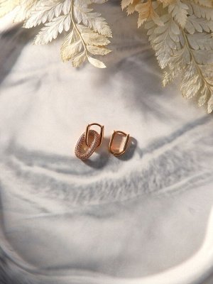 Серьги со стразами XUPING леди, мини, белые в розовом золоте