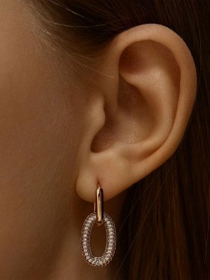 Серьги со стразами XUPING леди, мини, белые в розовом золоте
