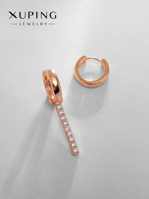 Серьги со стразами XUPING открытие, белые в розовом золоте
