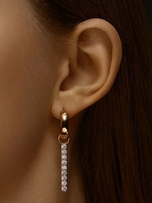 Серьги со стразами XUPING открытие, белые в розовом золоте