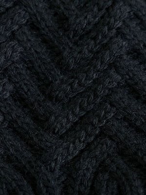 Шапка женская удлиненная, вязка елочкой + снуд крупной вязки, черный