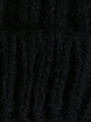 Шапка женская, крупной вязки + снуд, лапша, с отворотом, черный