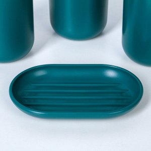 Набор аксессуаров для ванной комнаты «Тринити», 6 предметов (дозатор, мыльница, 2 стакана, ёршик, ведро), цвет синий