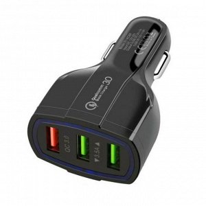Зарядное устройство в прикуриватель USB Car Charger, 12/24В, 3хUSB (5В/3.1А, 9В/2.2А, 12В/1.8А), с функцией быстрой зарядки Quick Charge 3.0, с подсветкой, арт. TE-330 bl