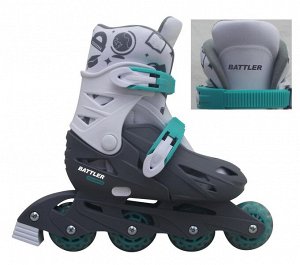 Роликовые коньки BATTLER PW-128A L (р.39-42) (1/6) серо/зеленые