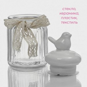 Банка для сыпучих продуктов Доляна «Птичка», 300 мл, с керамической крышкой, стекло, прозрачная