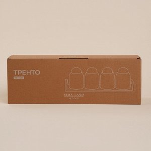 Банки для сыпучих продуктов SL Home «Тренто», набор 4 шт, на деревянной подставке, фарфор, белые