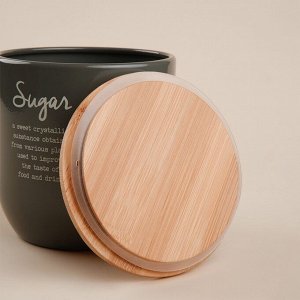 Банка для сахара SL Home, 12*12 см, цвет серый, с бамбуковой крышкой