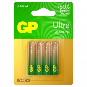 Батарейка 1шт. GP Ultra G-Tech AAA (LR03) 24AU алкалиновая, BC4