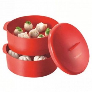 Пароварка двухуровневая красная - Tupperware® в подарочной упаковке.