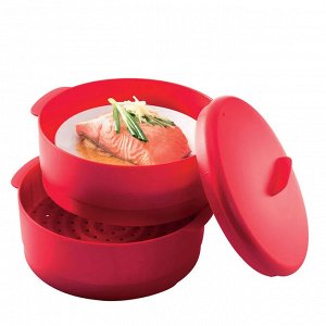 Пароварка двухуровневая красная - Tupperware® в подарочной упаковке.