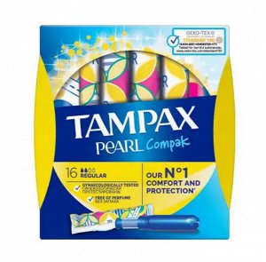 TAMPAX Compak Pearl Женские гигиенические тампоны с аппликатором Regular Duo 16шт