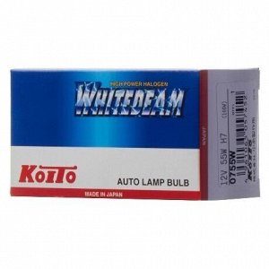 Лампа галогенная Koito White Beam H7 (PX26d, T11), 12В, 55Вт (соответствует 100Вт), 4200К, 1 шт, арт. 0755W