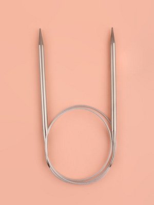 Спицы круговые, для вязания, с металлическим тросом, d=6 мм, 14/80 см