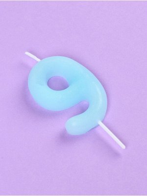 Свеча в торт «Цифра 9», светящаяся голубая, 9 см