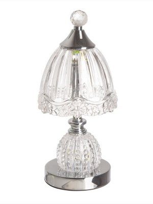 Лампа настольная RISALUX «Переливы», LED, 10 Вт, ночник 3 Вт, хром, 13.5x13.5x33 см