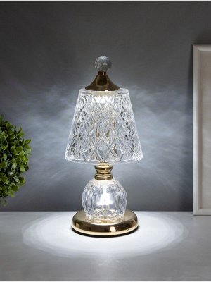 Лампа настольная RISALUX «Элизабет», LED, 10 Вт, ночник 3 Вт, золото, 14x14x33 см