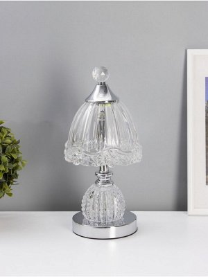 Лампа настольная RISALUX «Переливы», LED, 10 Вт, ночник 3 Вт, хром, 13.5x13.5x33 см