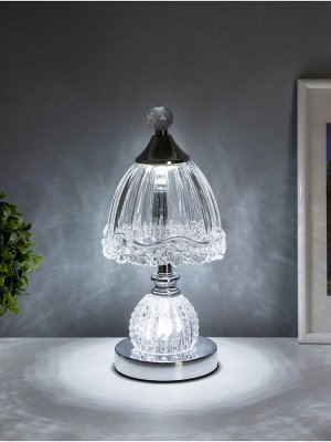 Лампа настольная RISALUX «Переливы», LED, 10 Вт, ночник 3 Вт, хром, 13.5x13.5x33 см