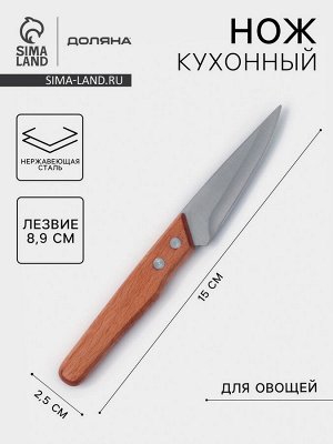 Нож кухонный для овощей Доляна «Усадьба», лезвие 8.9 см, нержавеющая сталь