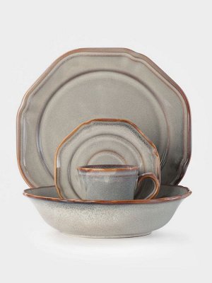 Тарелка глубокая Magistro Vintage, 420 мл, d=23 см, фарфор, серая