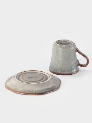 Кофейная пара Magistro Vintage, 110 мл, фарфор, серая