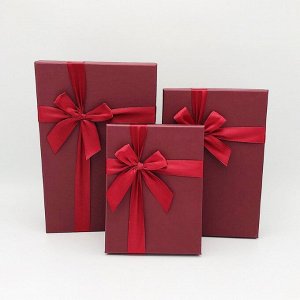 Набор коробок 3в1 "Винно-красная/бордовая"