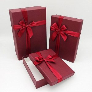Набор коробок 3в1 "Винно-красная/бордовая"
